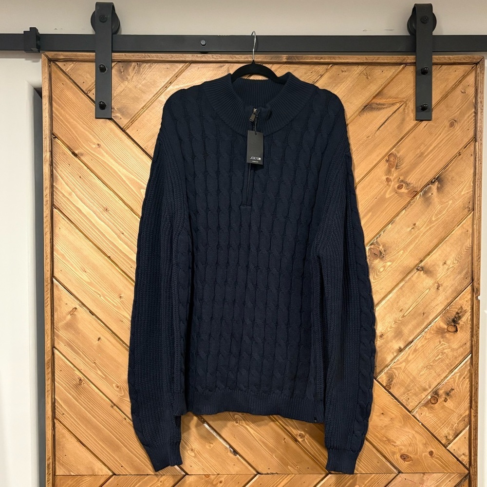 NWT Joe's Jeans Navy Quarter Zip Up Sweater with Mock Neck